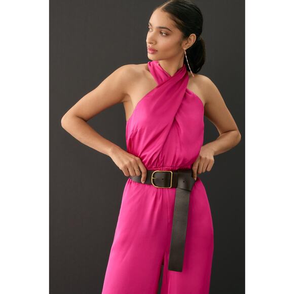 Anthropologie DOLAN Satin Halter Jumpsuit - Medium Petite (MP) - Picture 5 of 7